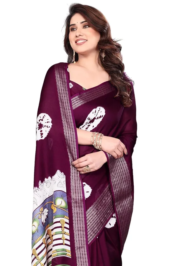 Dark_Wine_Silk_Bandhani_Marshmallow_Saree_For_Women