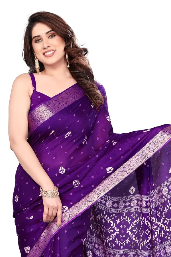 Violet_Silk_Bandhani_Marshmallow_Saree_For_Women