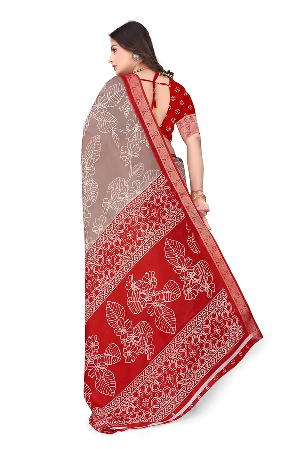 Red_And_Grey_Dola_Silk_Kalamkari_Print_Saree_For_Women