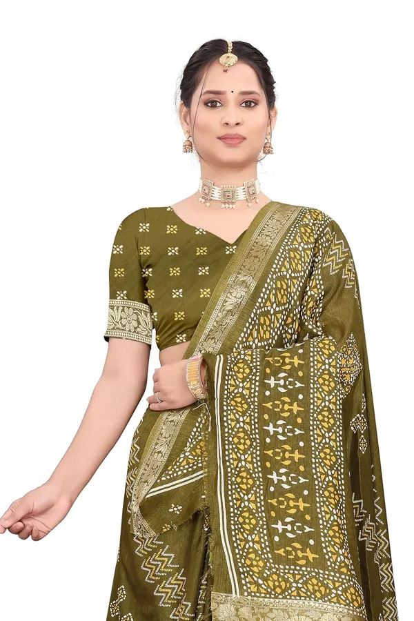 Mehendi_Green_Dola_Silk_Kalamkari_Print_Saree_For_Women