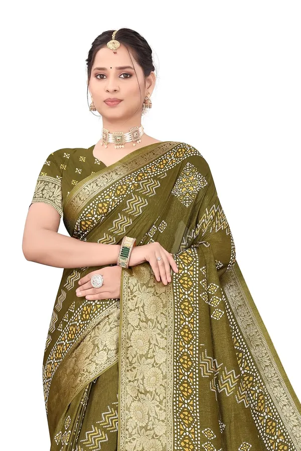 Mehendi_Green_Dola_Silk_Kalamkari_Print_Saree_For_Women