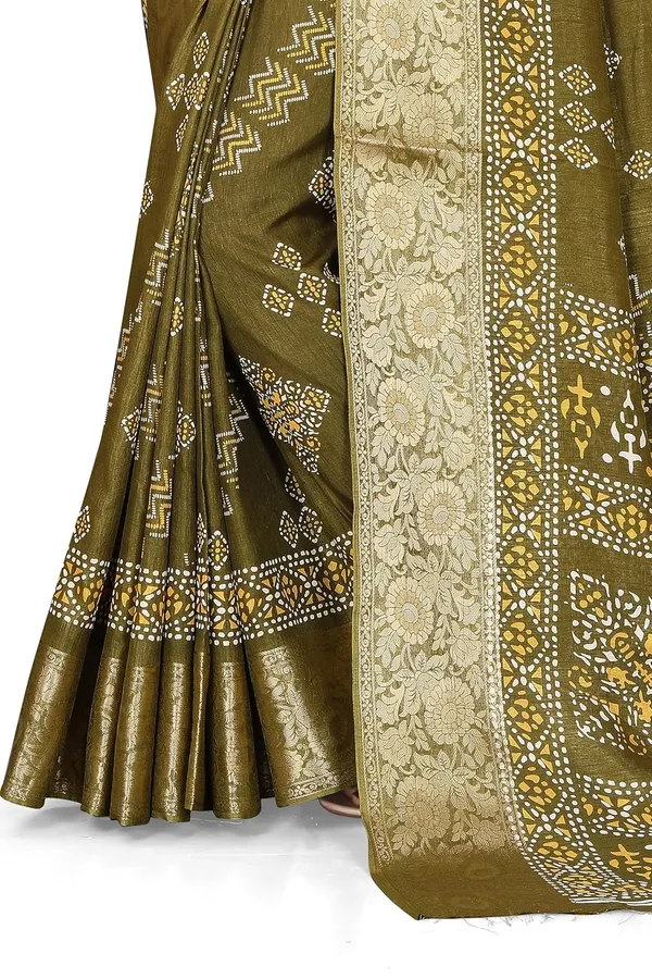 Mehendi_Green_Dola_Silk_Kalamkari_Print_Saree_For_Women