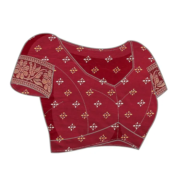 Maroon_Dola_Silk_Kalamkari_Print_Saree_For_Women