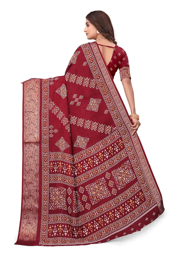 Maroon_Dola_Silk_Kalamkari_Print_Saree_For_Women