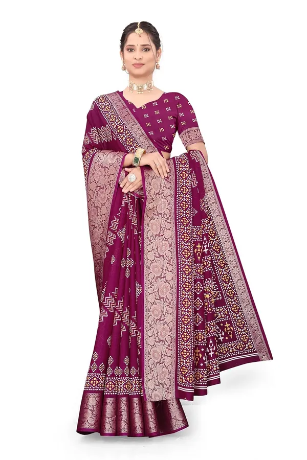 Wine_Dola_Silk_Kalamkari_Print_Saree_For_Women