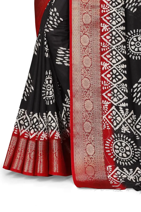 Black_Dola_Silk_Kalamkari_Print_Saree_For_Women
