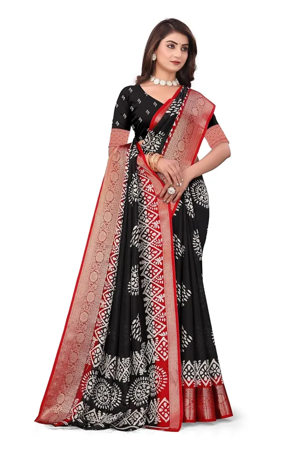 Black_Dola_Silk_Kalamkari_Print_Saree_For_Women