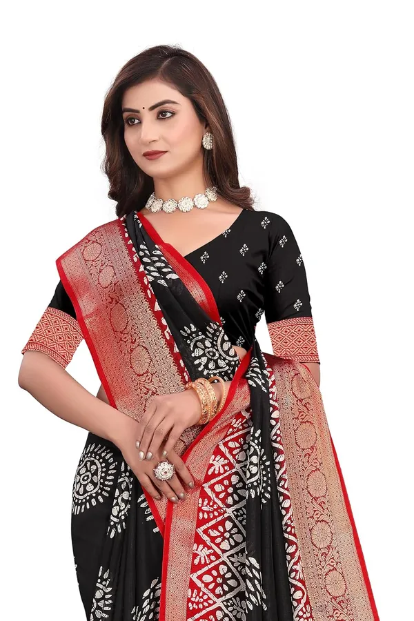 Black_Dola_Silk_Kalamkari_Print_Saree_For_Women