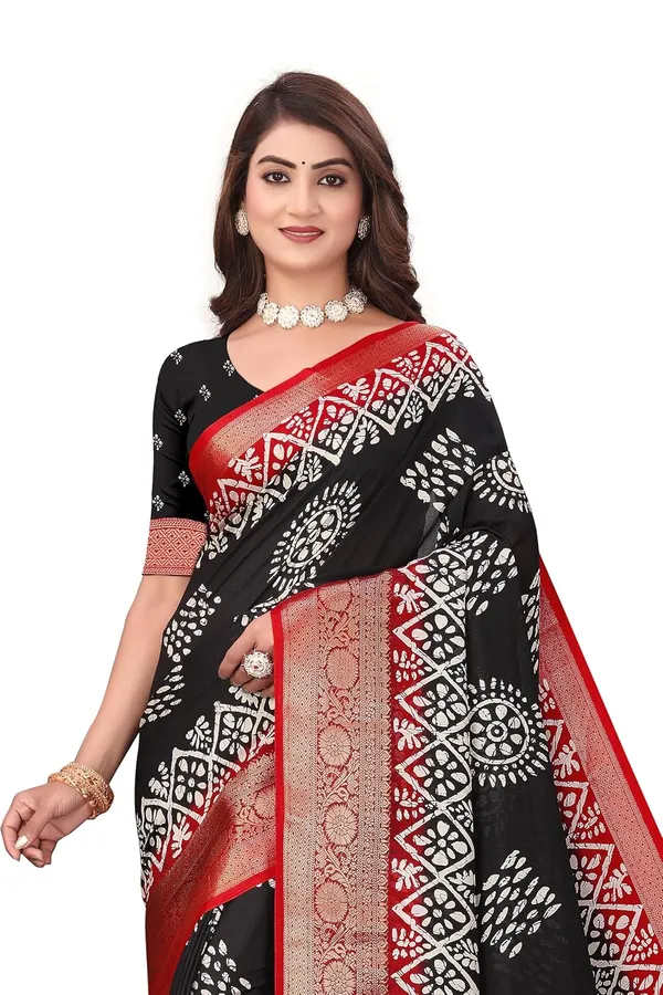 Black_Dola_Silk_Kalamkari_Print_Saree_For_Women