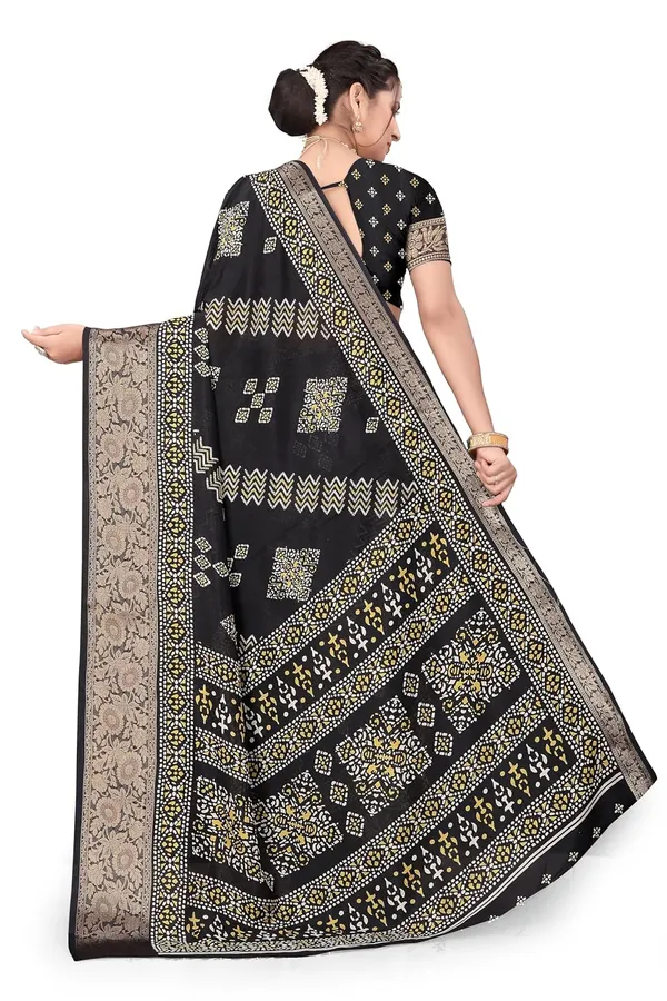Black_Dola_Silk_Kalamkari_Print_Saree_For_Women
