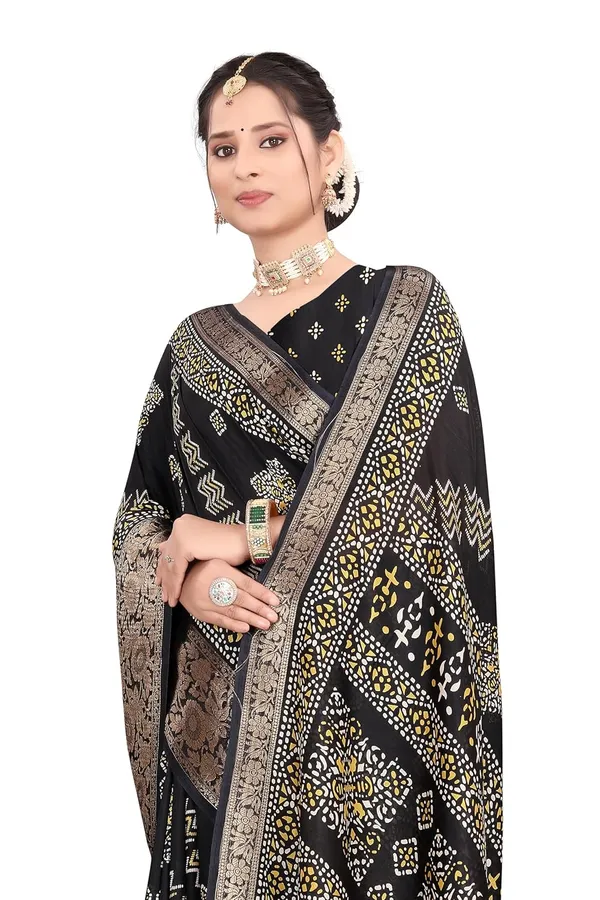 Black_Dola_Silk_Kalamkari_Print_Saree_For_Women