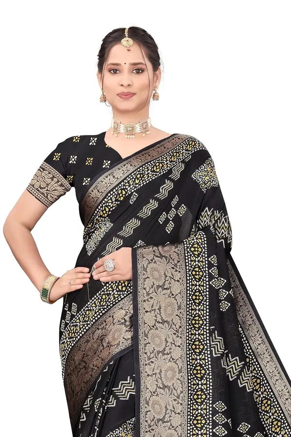 Black_Dola_Silk_Kalamkari_Print_Saree_For_Women