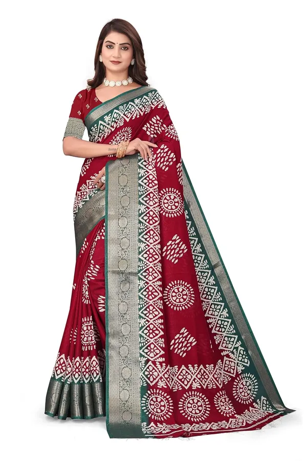 Red_Dola_Silk_Kalamkari_Print_Saree_For_Women