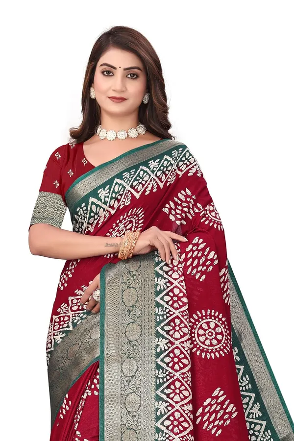Red_Dola_Silk_Kalamkari_Print_Saree_For_Women