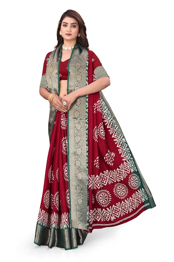 Red_Dola_Silk_Kalamkari_Print_Saree_For_Women