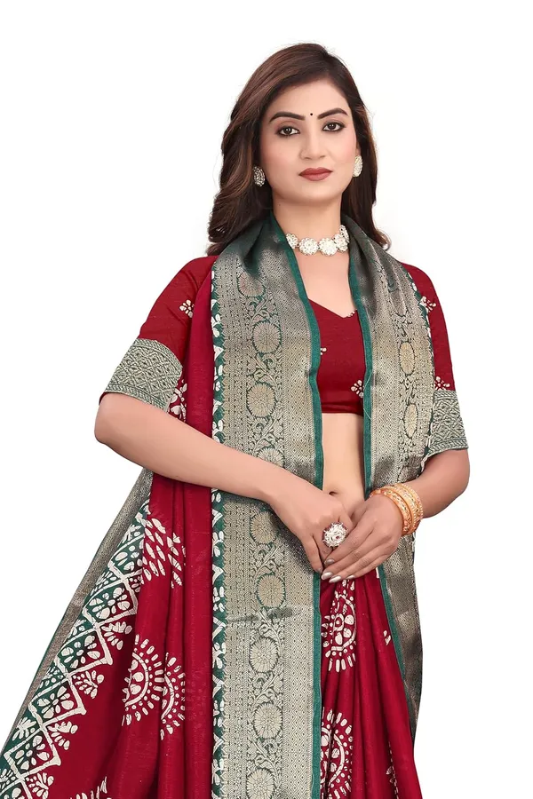 Red_Dola_Silk_Kalamkari_Print_Saree_For_Women