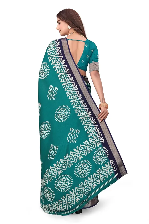 Teal_Dola_Silk_Kalamkari_Print_Saree_For_Women