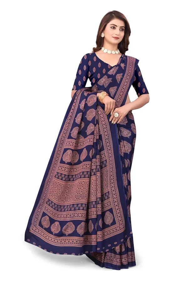 Navy_Blue_Dola_Silk_Print_Saree_For_Women