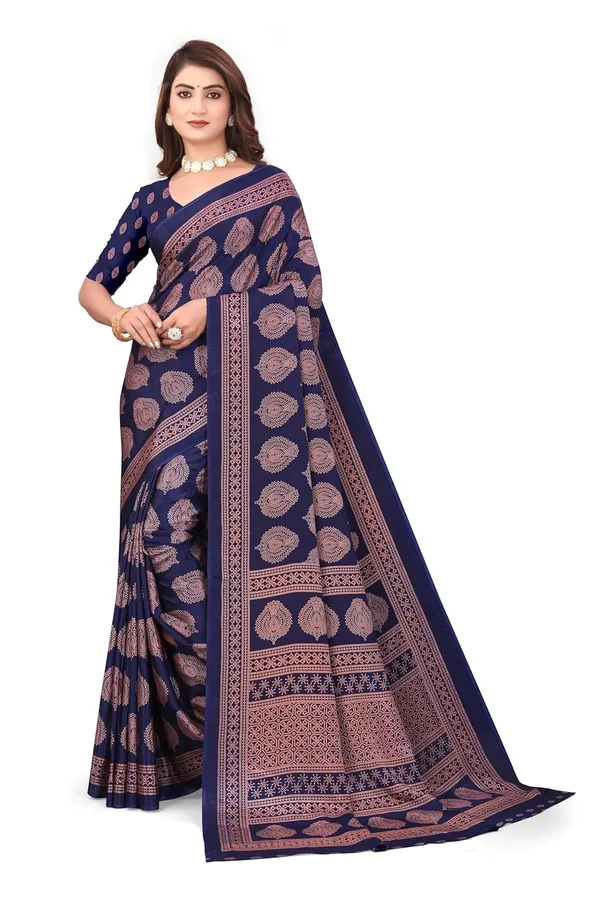 Navy_Blue_Dola_Silk_Print_Saree_For_Women