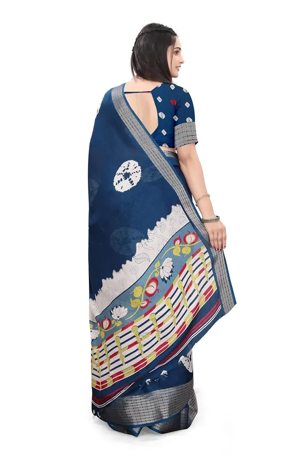 Navy_Blue_Dola_Silk_Kalamkari_Print_Saree_For_Women