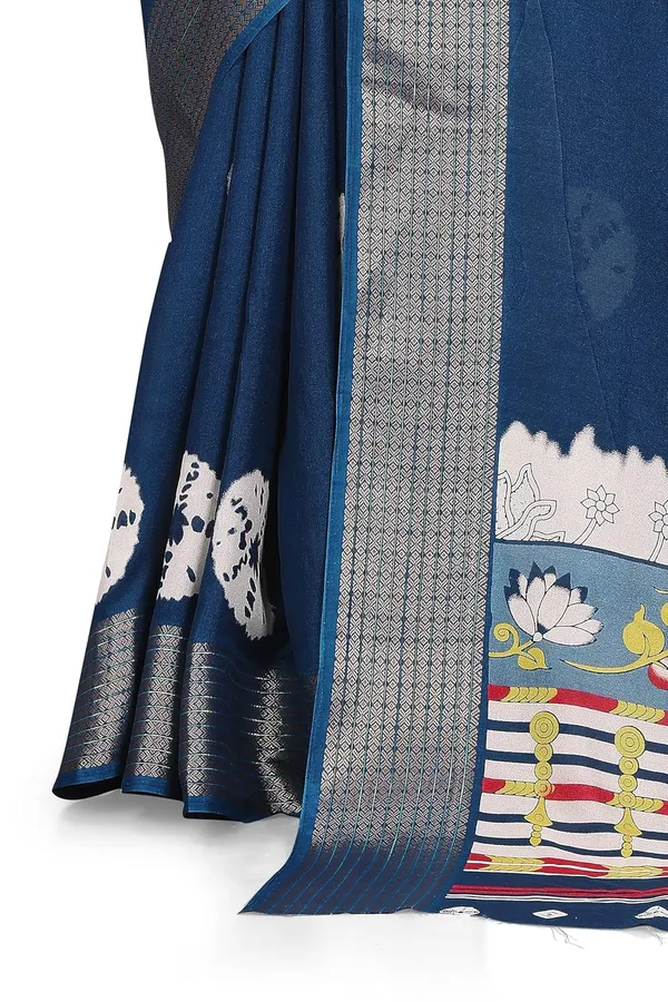 Navy_Blue_Dola_Silk_Kalamkari_Print_Saree_For_Women