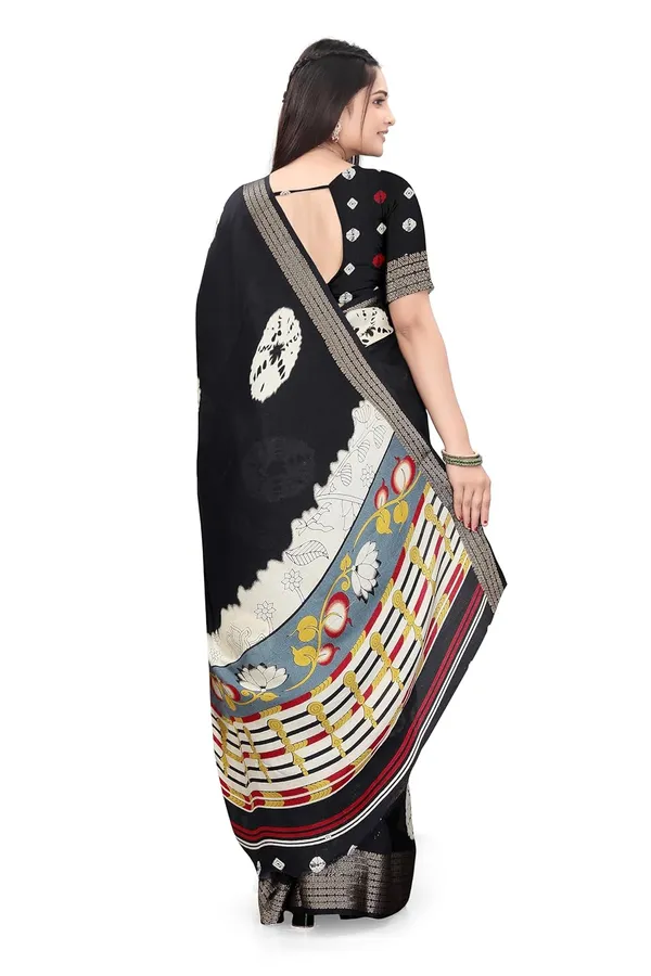 Black_Dola_Silk_Kalamkari_Print_Saree_For_Women