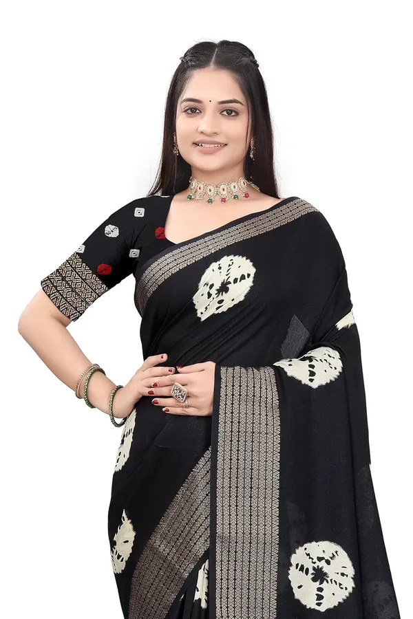 Black_Dola_Silk_Kalamkari_Print_Saree_For_Women
