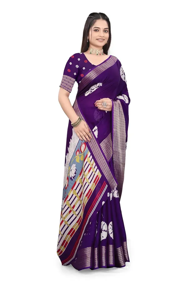 Violet_Dola_Silk_Kalamkari_Print_Saree_For_Women