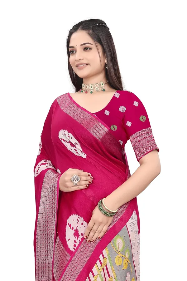 Pink_Dola_Silk_Kalamkari_Print_Saree_For_Women