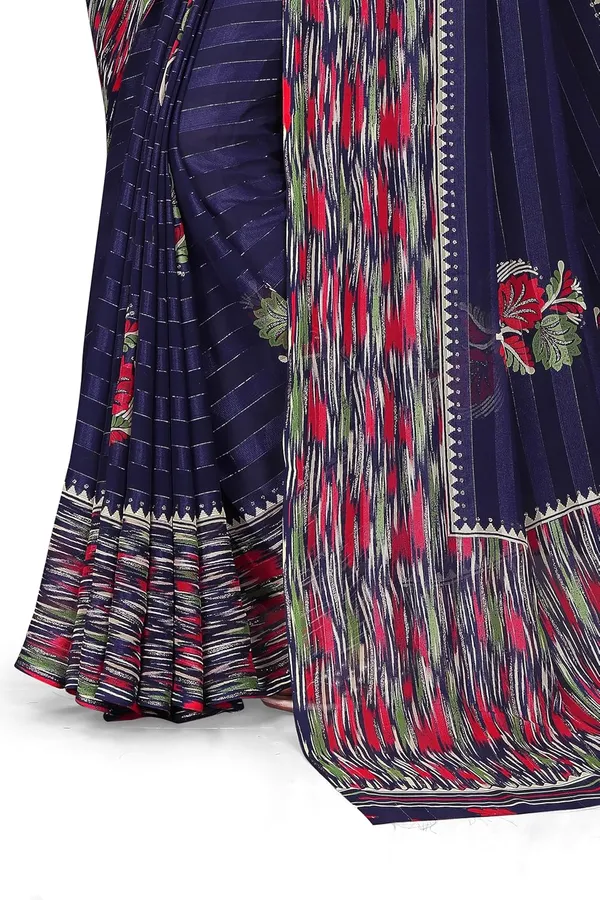 Navy_Blue_Georgette_Floral_Print_Saree_For_Women