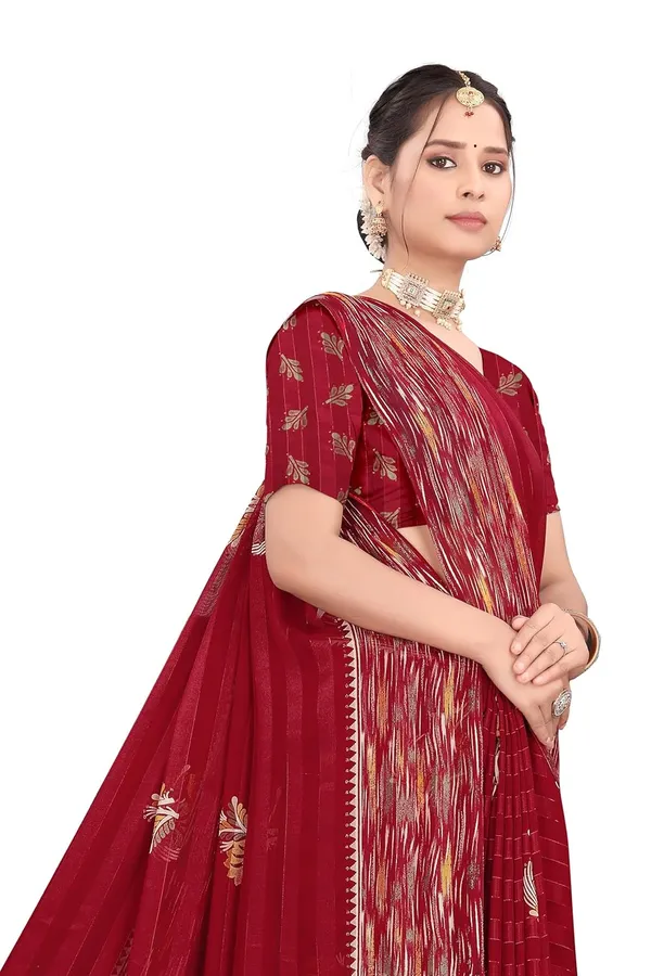 Maroon_Georgette_Floral_Print_Saree_For_Women