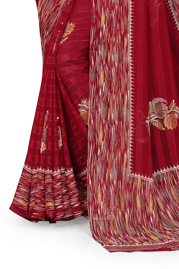 Maroon_Georgette_Floral_Print_Saree_For_Women