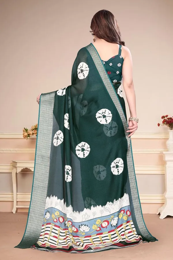 Bottle_Green_Silk_Plain_Chiffon_Saree_For_Women