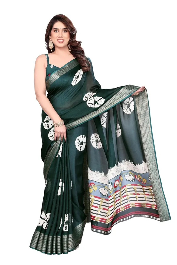 Bottle_Green_Silk_Plain_Chiffon_Saree_For_Women