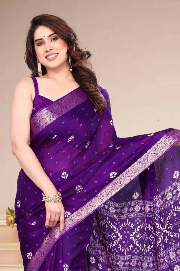 Violet_Silk_Bandhani_Marshmallow_Saree_For_Women