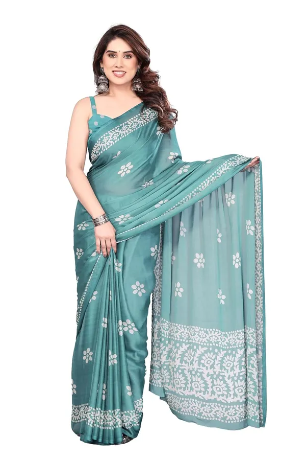Teal_Polyester_Printed_Chiffon_Saree_For_Women