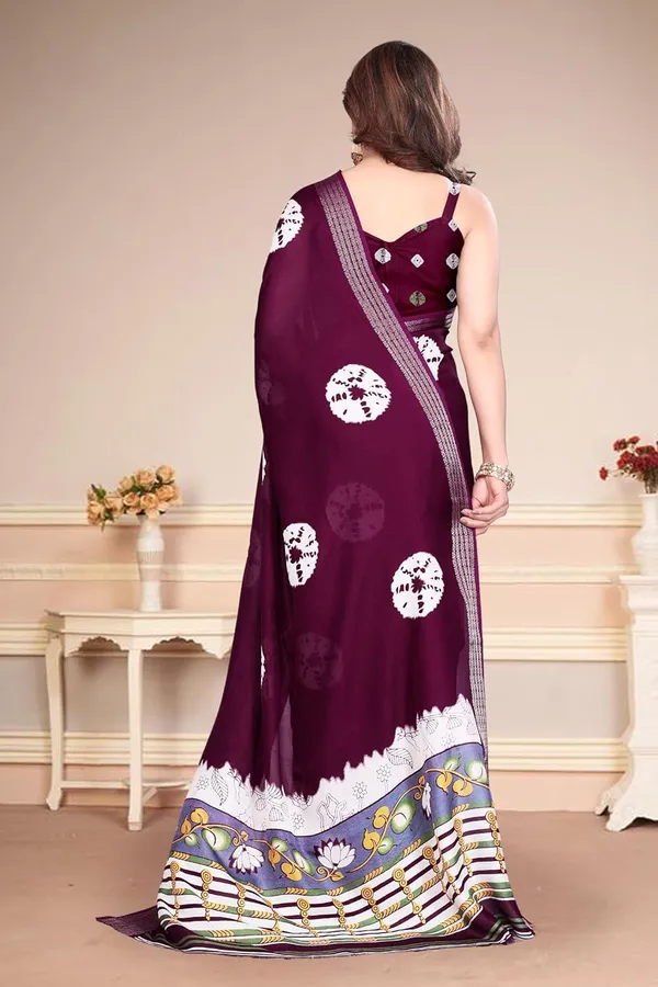 Dark_Wine_Silk_Bandhani_Marshmallow_Saree_For_Women