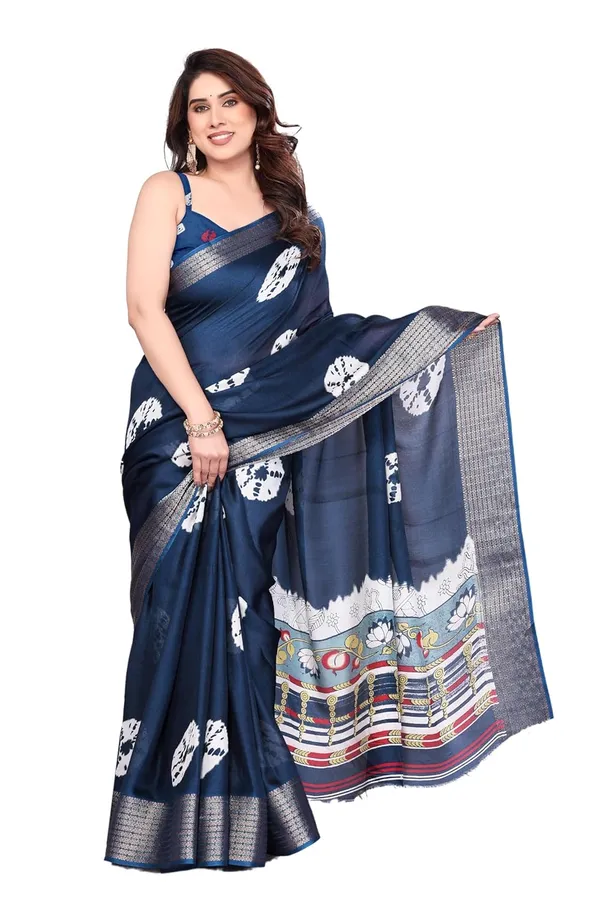 Navy_Blue_Silk_Bandhani_Marshmallow_Saree_For_Women