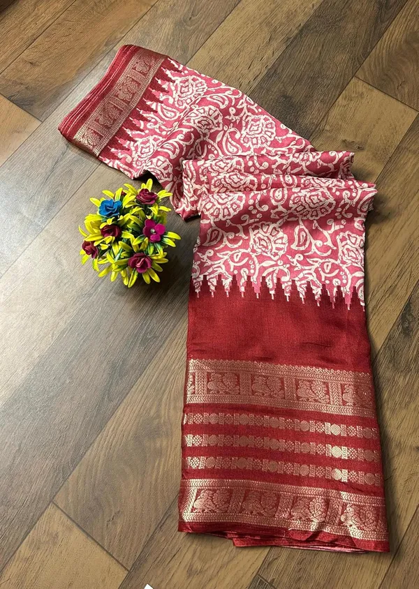 Maroon_Silk_Printed_Dola_Silk_Saree_For_Women