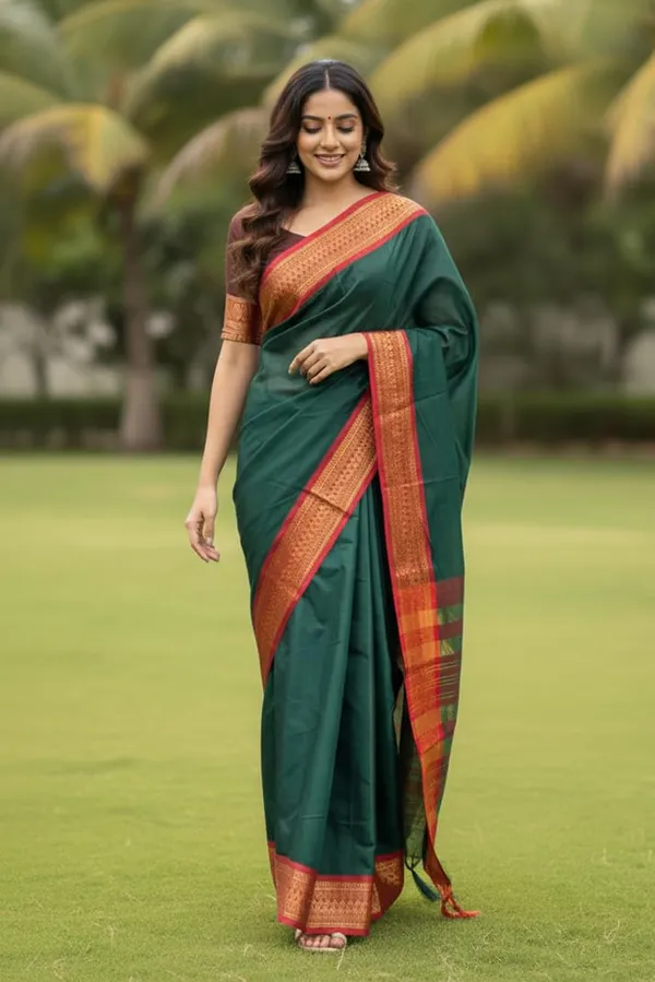 Green_Cotton_Blend_Narayanpet_Cotton_Silk_Saree_For_Women