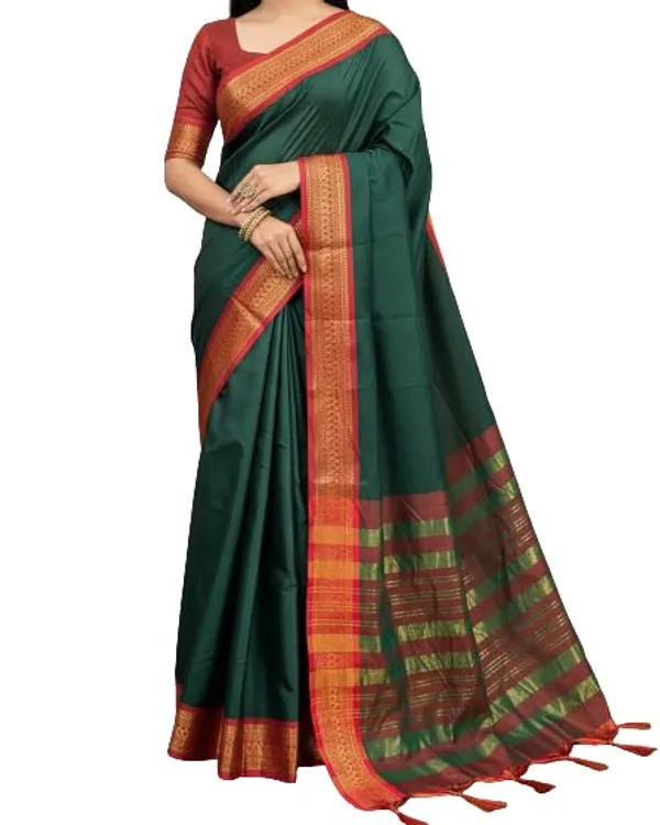 Green_Cotton_Blend_Narayanpet_Cotton_Silk_Saree_For_Women