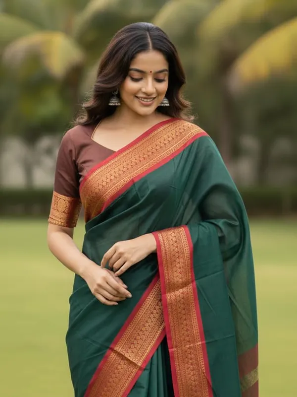 Green_Cotton_Blend_Narayanpet_Cotton_Silk_Saree_For_Women