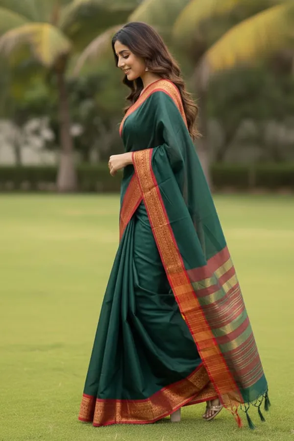 Green_Cotton_Blend_Narayanpet_Cotton_Silk_Saree_For_Women