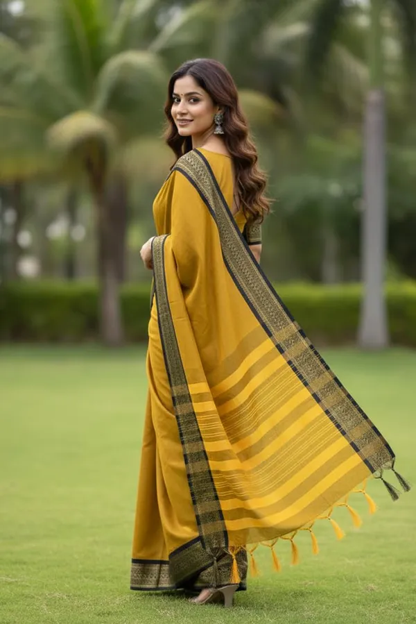 Mustard_Cotton_Blend_Narayanpet_Cotton_Silk_Saree_For_Women