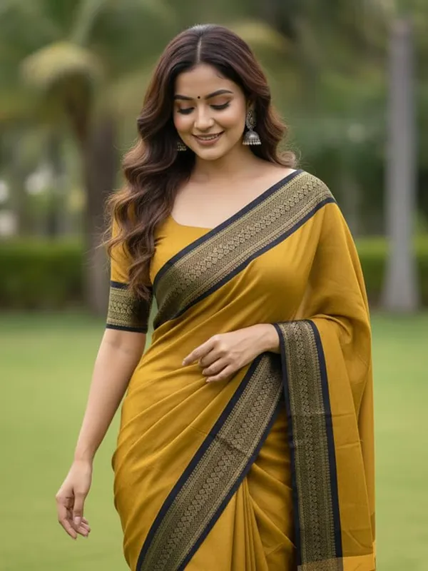 Mustard_Cotton_Blend_Narayanpet_Cotton_Silk_Saree_For_Women