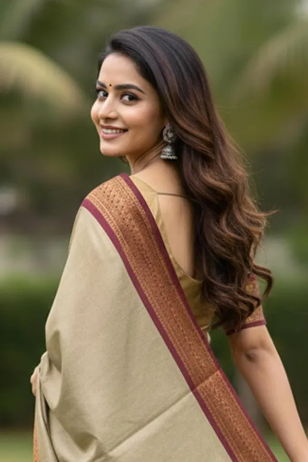 Beige_Cotton_Blend_Narayanpet_Cotton_Silk_Saree_For_Women