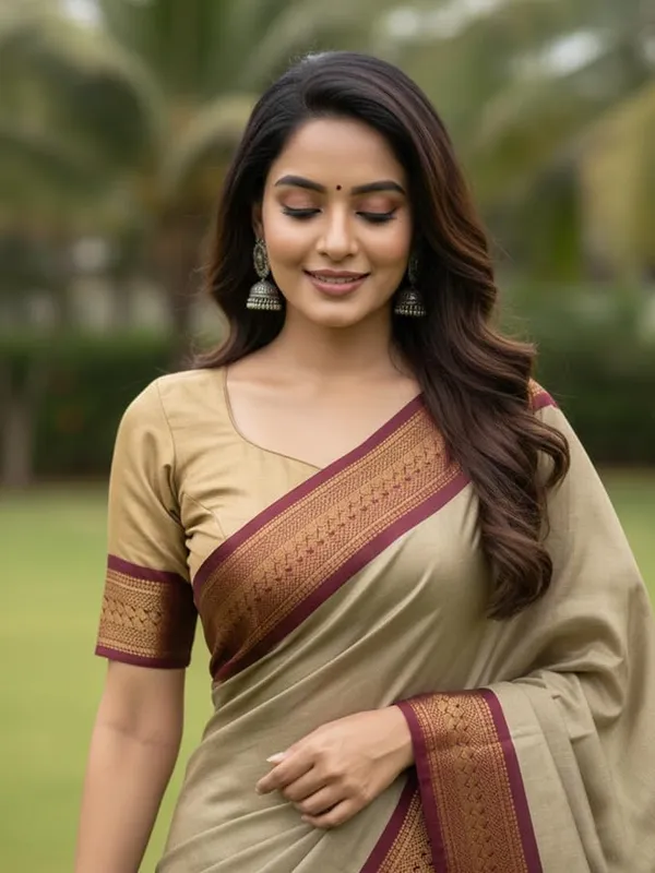 Beige_Cotton_Blend_Narayanpet_Cotton_Silk_Saree_For_Women