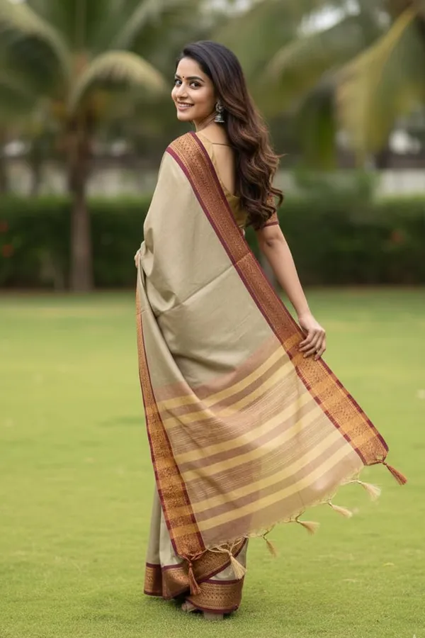 Beige_Cotton_Blend_Narayanpet_Cotton_Silk_Saree_For_Women
