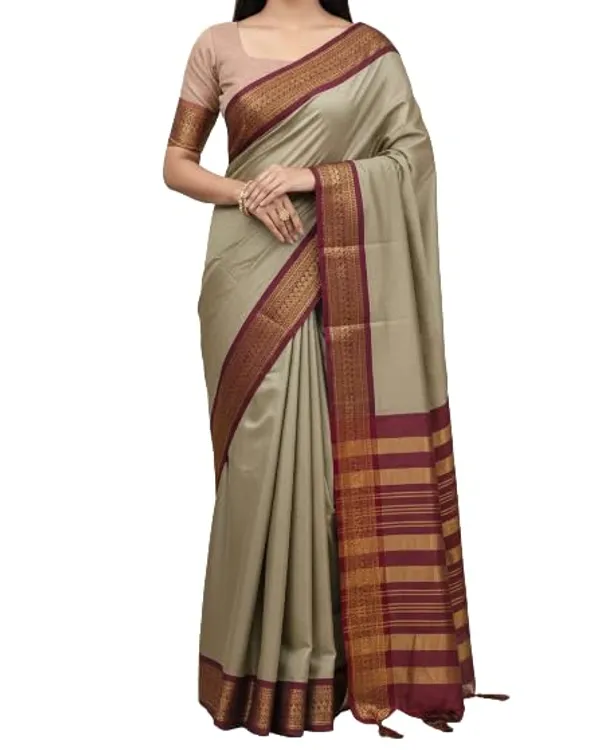 Beige_Cotton_Blend_Narayanpet_Cotton_Silk_Saree_For_Women