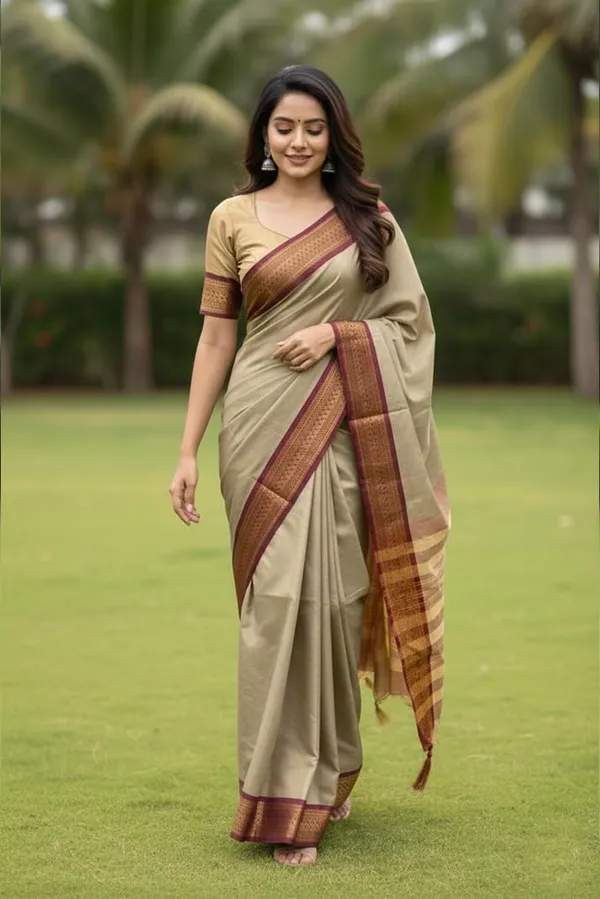 Beige_Cotton_Blend_Narayanpet_Cotton_Silk_Saree_For_Women